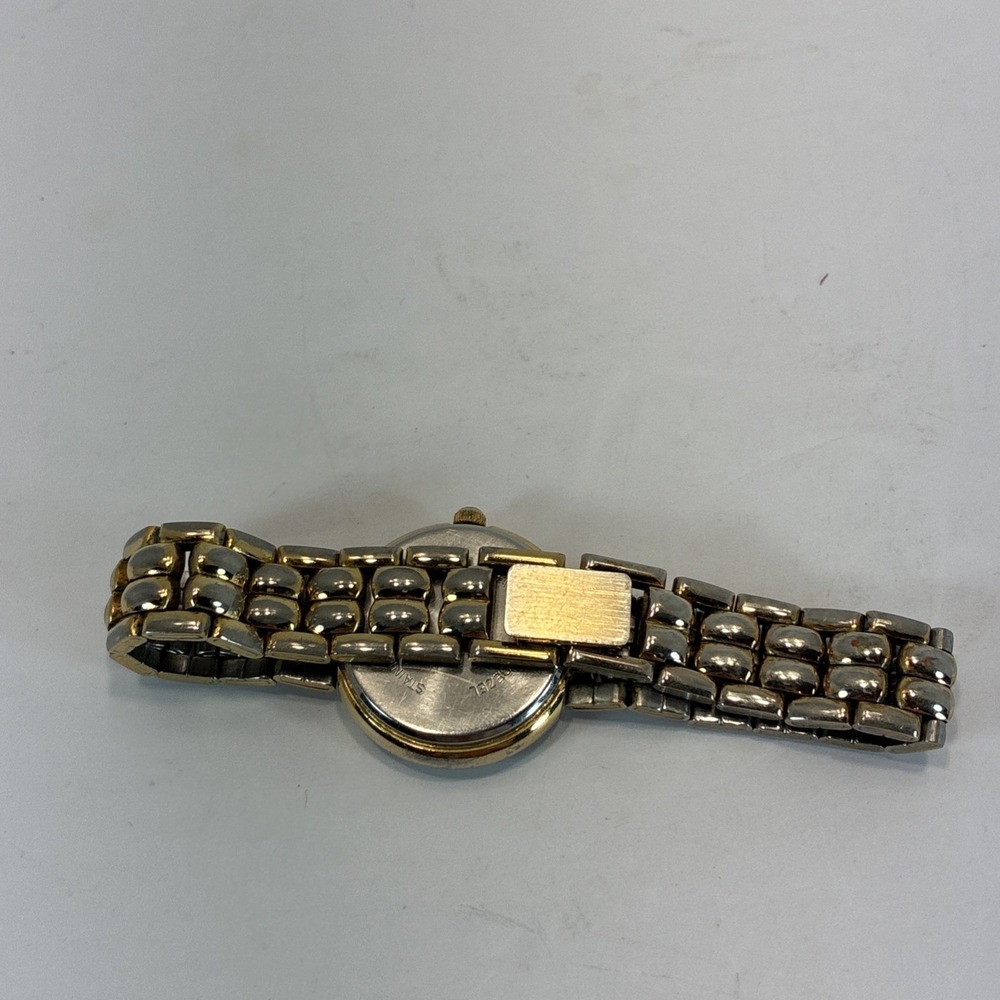 Vintage Monet Women Watch Silver & Gold Tone Quartz Working New Battery - Picture 10 of 16